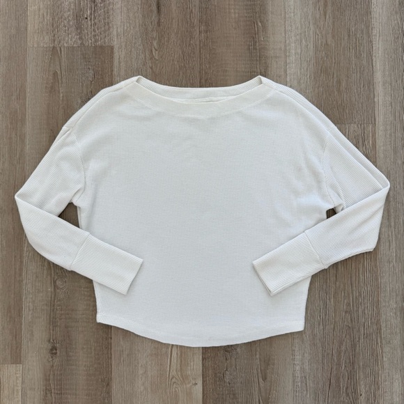 Anthropologie White Thermal Long Sleeve Top - Picture 1 of 3